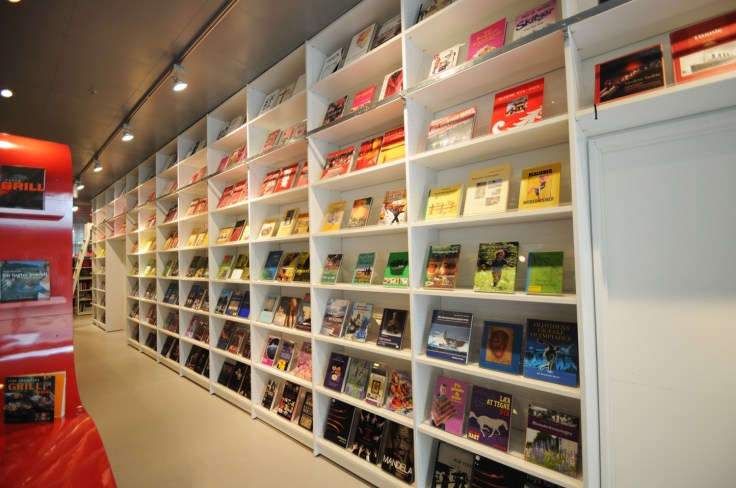 rainbow bookstore wall